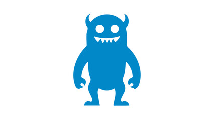 cute blue happy monster vector shape with horns
