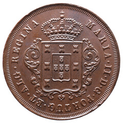 Portugal Copper Coins. Reign of Maria II Queen