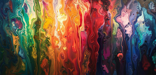 A symphony of colors emerges as oil paints are layered and manipulated on canvas.