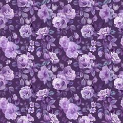 Floral purple color, form natural, seamless fabric pattern.