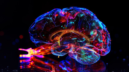 Obscured background of Brain imaging via PET scan technology. - obrazy, fototapety, plakaty