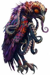 Fototapeta premium Octopus and falcon hybrid character
