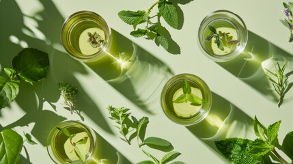 Refreshing organic green herb foliage tea 