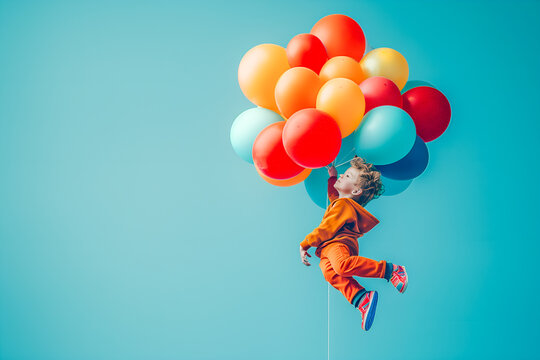 Enfant qui s'envole avec des ballons