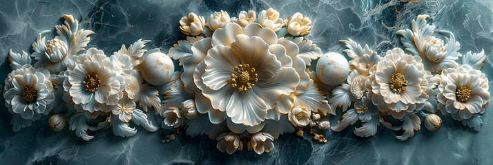 Obraz premium Elegant Marble Relief in Soft Turquoise Light | Modern Decorative Art