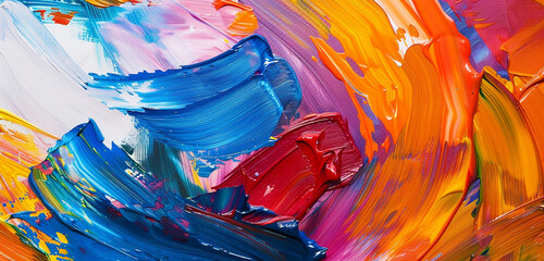 Bold strokes of oil paint sweep across the canvas, each one contributing to the vibrant composition.