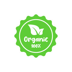 Organic label, sticker on white background