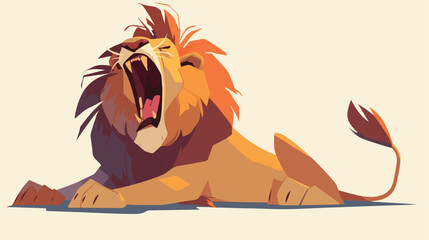 Cartoon lion roaring 2d flat cartoon vactor illustr
