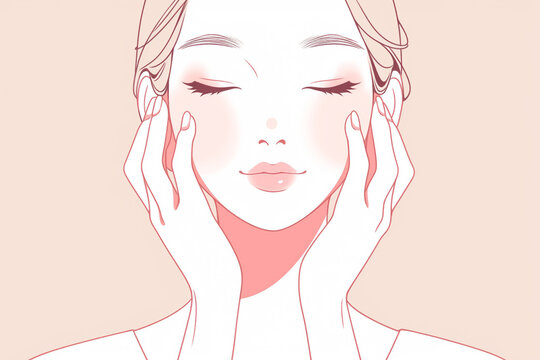  A beautiful woman with closed eyes, skin care concept, , Generative Ai