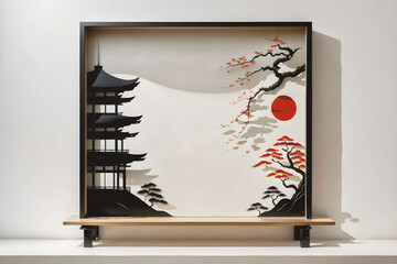 painting in the style of Japanese minimalism