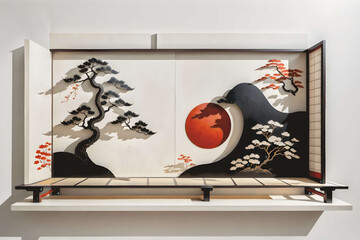 painting in the style of Japanese minimalism