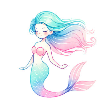 Dreamy Pastel Mermaid Illustration
