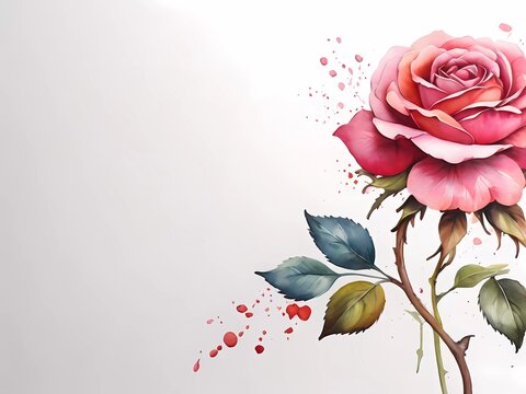 pink rose background , rose on wall watercolor paint background high quality photo HD 