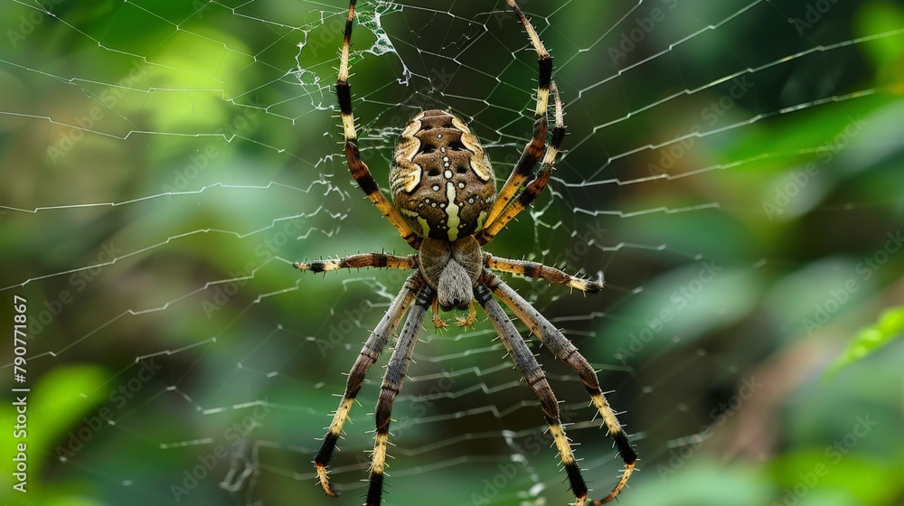 Wall mural A spider on a web in a forest