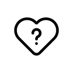 Simple Heart with Question Mark icon. The icon can be used for websites, print templates, presentation templates, illustrations, etc