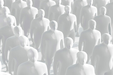 Image of a large number of white silhouettes of faceless people.