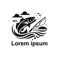 black fishing logo on white  background