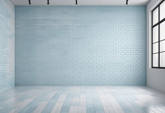 Light blue brick wall interior background