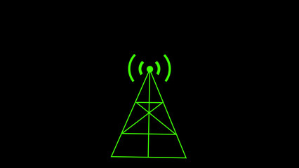 Digital Radio wave circle background. Radio station signal tower icon illustration.
