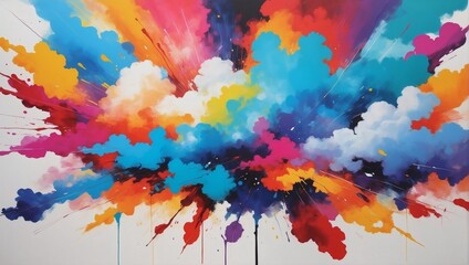 Abstract Interpretation of a Colorful Cloud, A Burst of Vibrant Hues on Canvas.