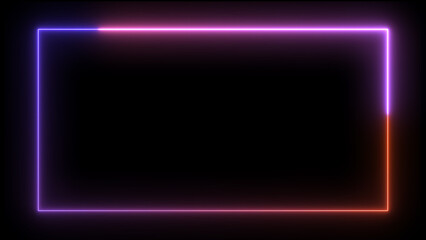 glowing colorful neon light rectangle frame background illustration 4k.