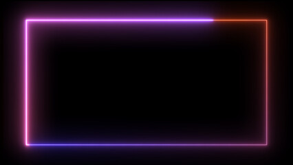 glowing colorful neon light rectangle frame background illustration 4k.