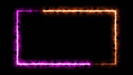 Abstract glowing neon light rectangle frame icon background illustration 4k.