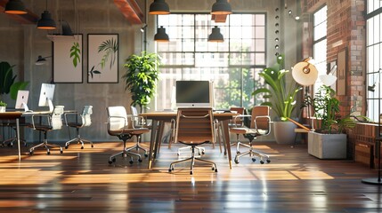 Office environments and workspace setups backgrounds  - obrazy, fototapety, plakaty