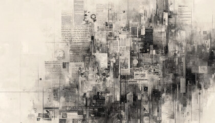 An abstract background that resembles a collage made from newspaper clippings, mimic a monochromatic color scheme