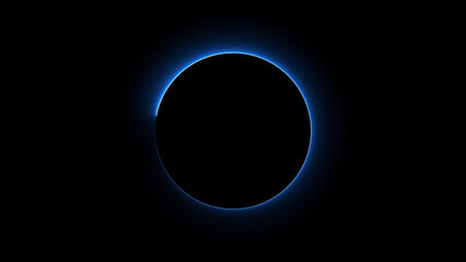 Abstract Neon circle isolated on black background. Charging and loading icon illustration.