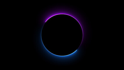 Abstract Blue Neon circle isolated on black background. Loading icon illustration 4k.