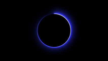 Abstract Neon circle isolated on black background. Charging and loading icon illustration.