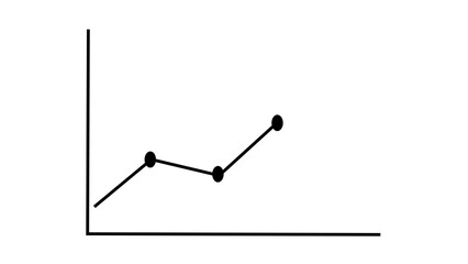 business graph chart with upward and down trend success icon on white background 4k illustration.