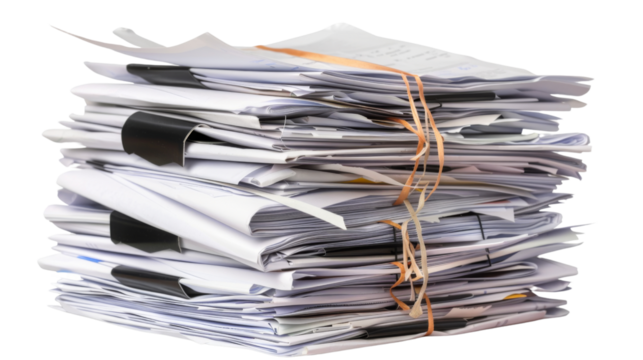 Stack of business documents papers