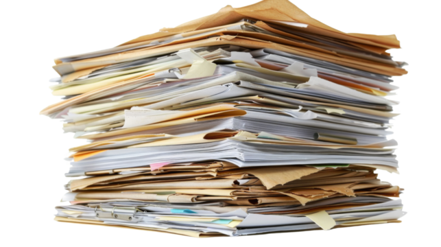 Stack of business documents papers