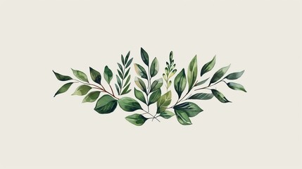This modern illustration shows a floral logo design for a wedding invitation, RSVP, Thank you cards, save the date cards, this modern illustration is made from a botanical rustic trendy greenery. - obrazy, fototapety, plakaty