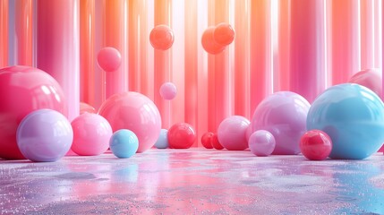 Colorful background with balloons, party shiny birthday no people joy