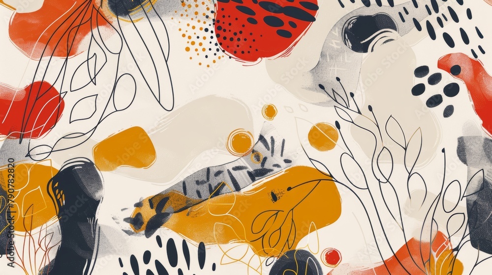 Poster an abstract art background modern with different shapes and doodles for kids and school covers. you 