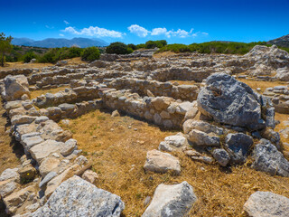 Remnants of building foundation in Gournia Minoan Town (Pachia Ammos, Crete, Greece)