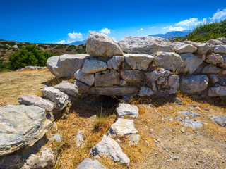Traces of what may have been gutters in the ruin Gournia Minoan Town (Pachia Ammos, Crete, Greece)