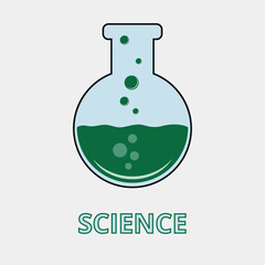 Test tube flat icon for mixing chemical substances, chemistry, exact sciences, education. - obrazy, fototapety, plakaty