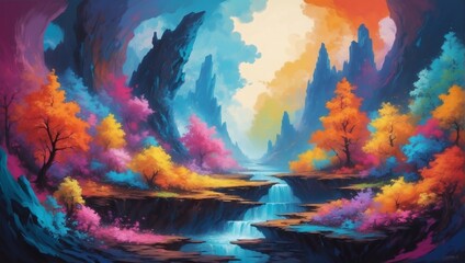 Abstract Painting in Vibrant Fantasy Concept