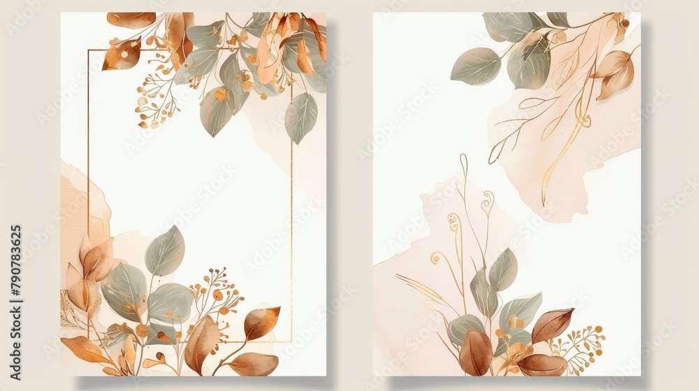 Canvas Prints A luxurious botanical wedding invitation card template with gold line work, eucalyptus, leaves, branches, foliage. This elegant blossom modern is suitable for banners, covers, and invitations.