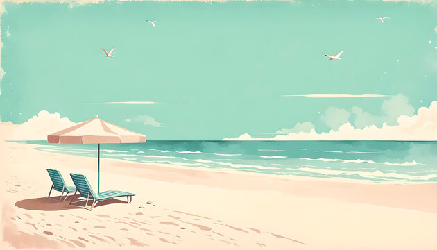 Beautiful abstract beach card with copy space