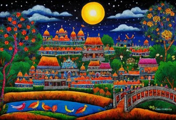 Elevating Horizons Captivating Hills Landscape in Flat Style Cartoon Illustration, 