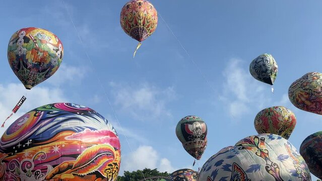 hot air balloon. annual traditional hot air balloon festival in Wonosobo, Central Java, Indonesia