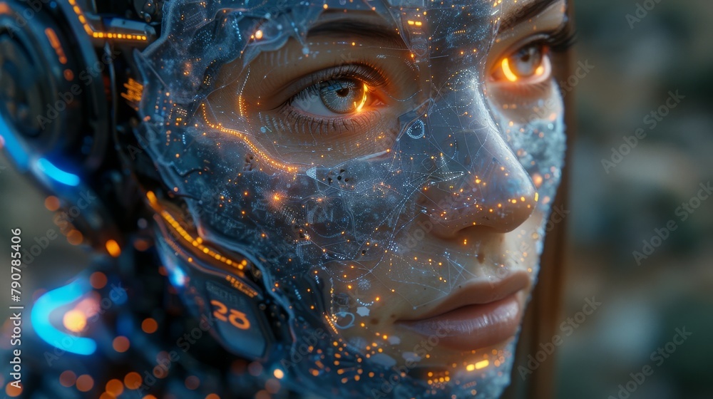 Poster A chatbot developed by artificial intelligence helps programmers create software. Neural networks are used to code program text. Artificial intelligence is used in images, as well. Robot cyborgs help