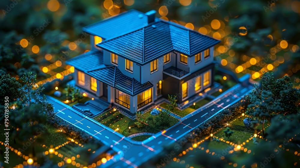 Poster Using IOT home system technology to connect smart devices. Smart home with AI system controls IOT system through smartphone. IOT home network.