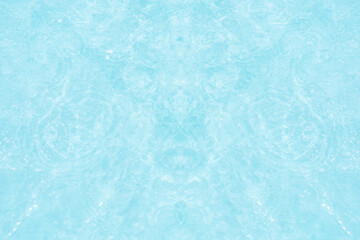 Bluewater waves on the surface ripples blurred. Defocus blurred transparent blue colored clear calm water surface texture with splash and bubbles. Water waves with shining pattern texture background.
