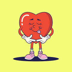 Love Heart Expression Mascot Retro Illustration